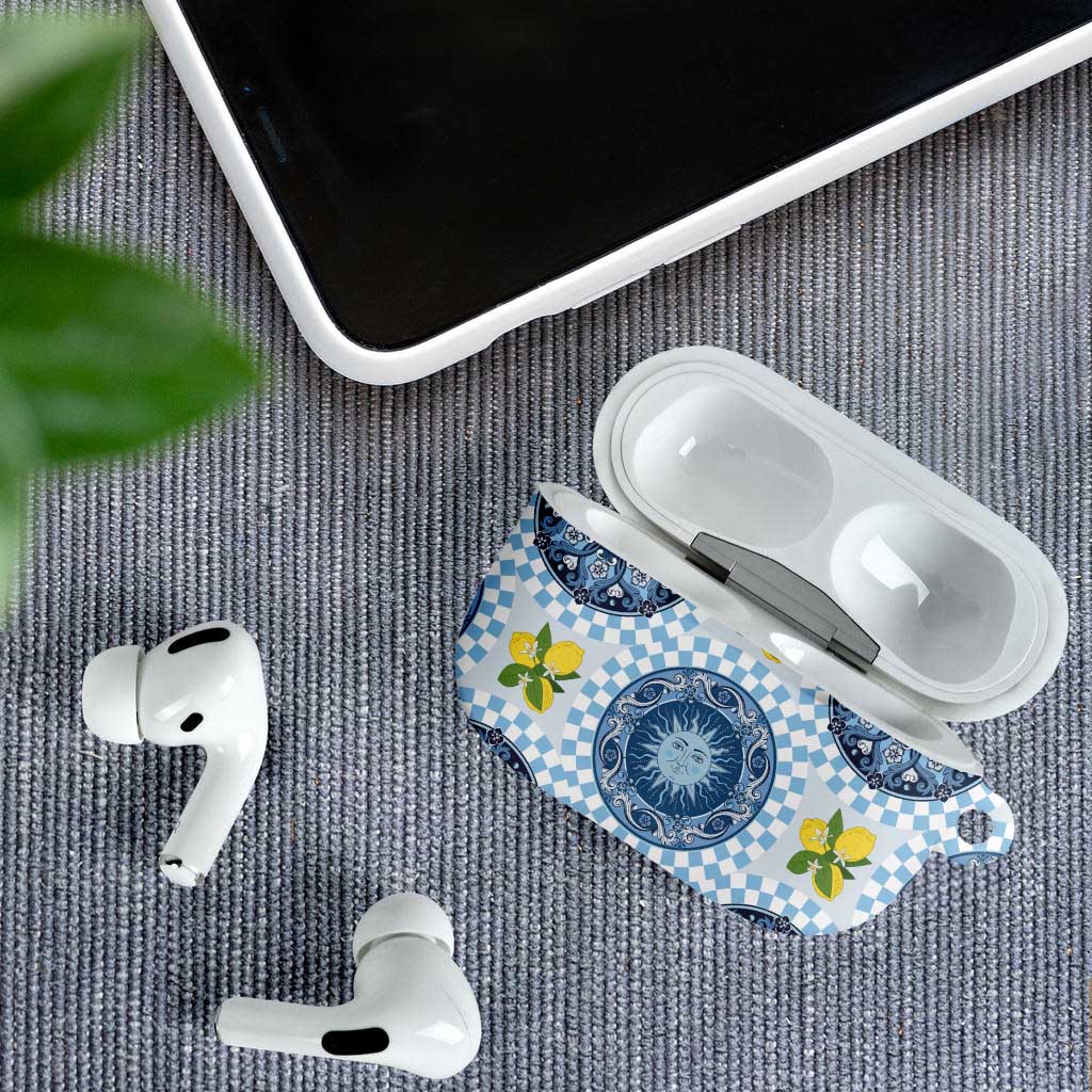 Blue Sicilian Majolica Lemon Sun Art AirPods Case