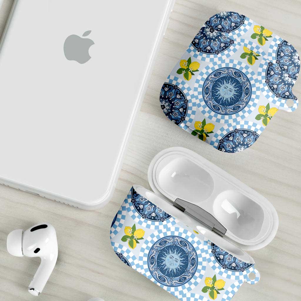Blue Sicilian Majolica Lemon Sun Art AirPods Case