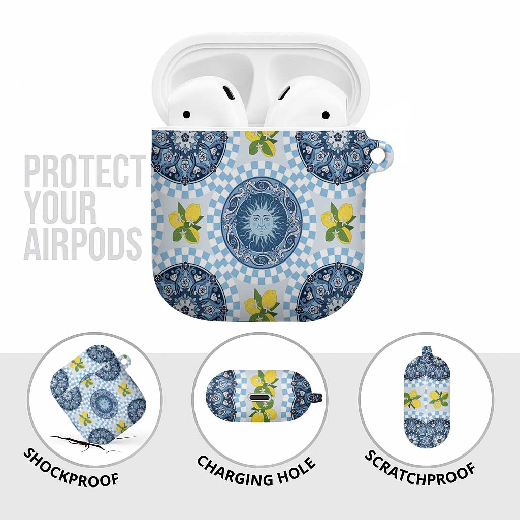 Blue Sicilian Majolica Lemon Sun Art AirPods Case