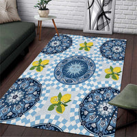 Blue Sicilian Majolica Lemon Sun Art Area Rug