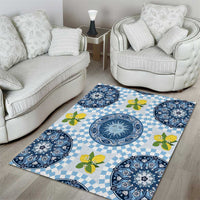 Blue Sicilian Majolica Lemon Sun Art Area Rug