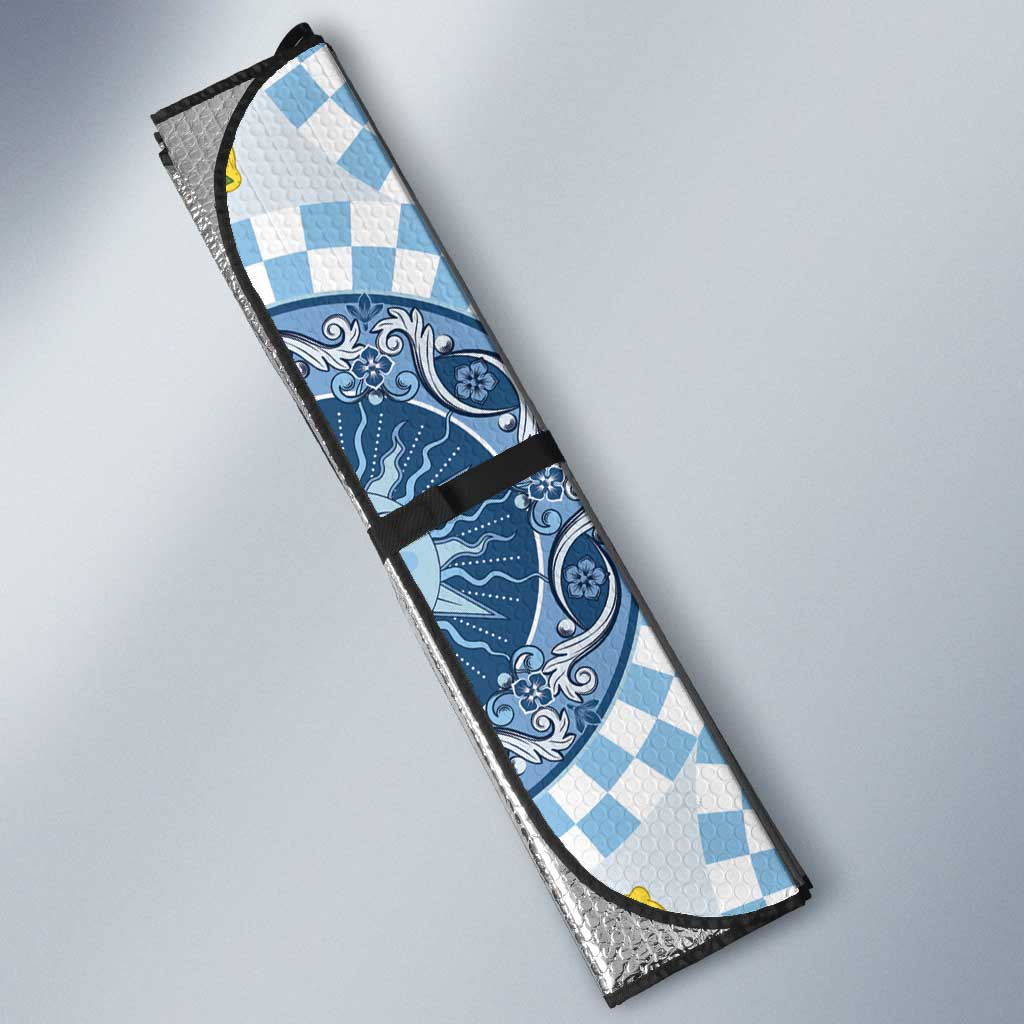 Blue Sicilian Majolica Lemon Sun Art Auto Sun Shade