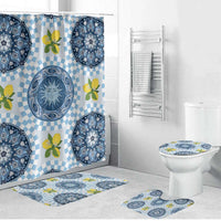 Blue Sicilian Majolica Lemon Sun Art Bathroom Set