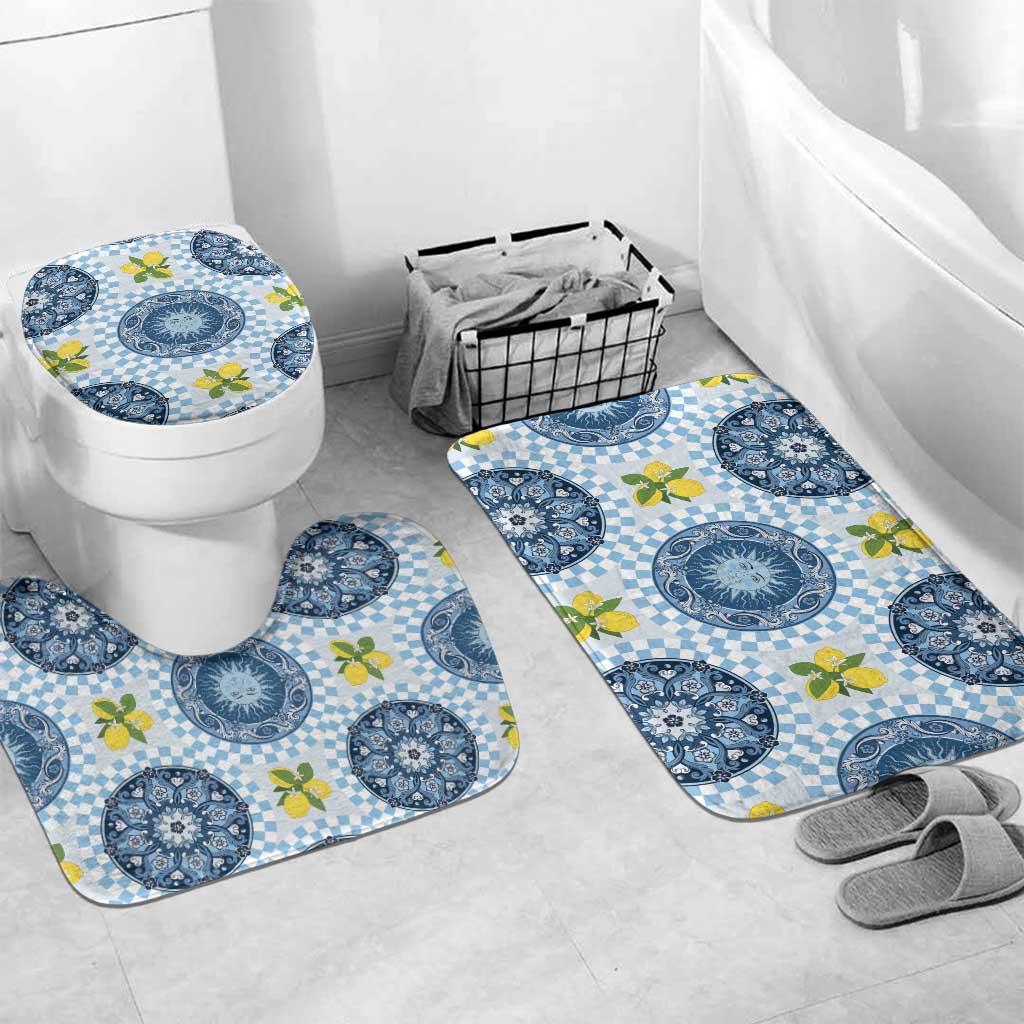 Blue Sicilian Majolica Lemon Sun Art Bathroom Set