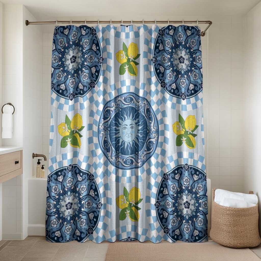 Blue Sicilian Majolica Lemon Sun Art Bathroom Set