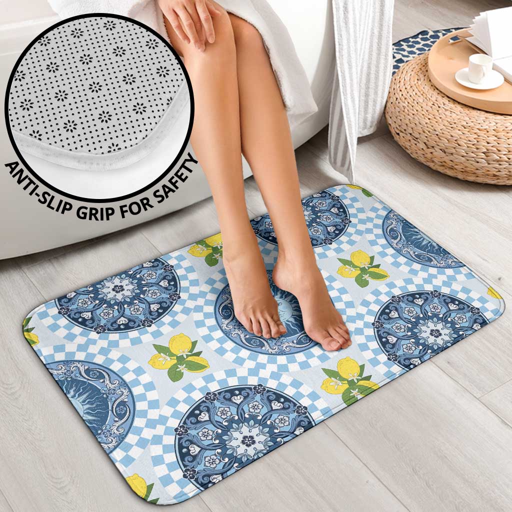 Blue Sicilian Majolica Lemon Sun Art Bathroom Set