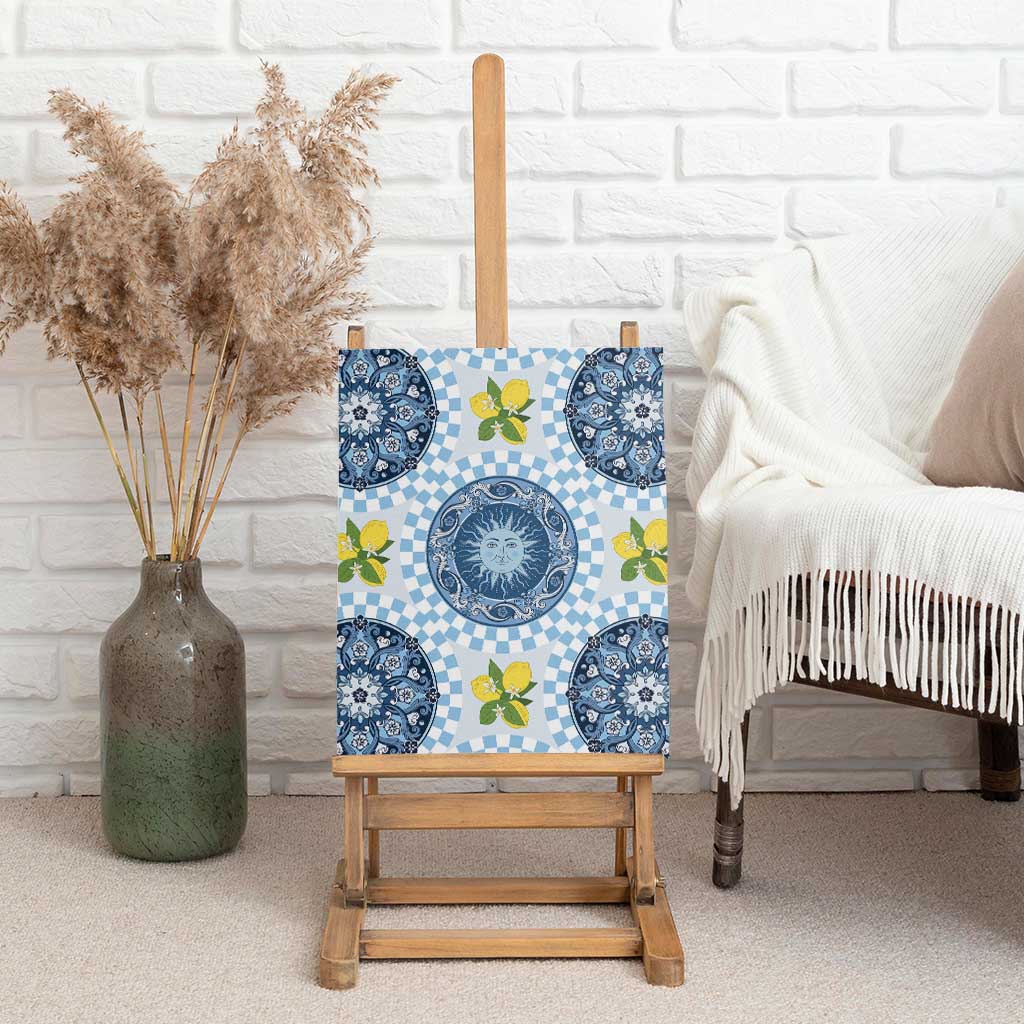 Blue Sicilian Majolica Lemon Sun Art Canvas Wall Art