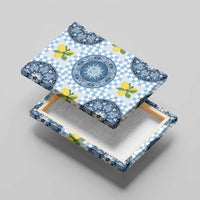 Blue Sicilian Majolica Lemon Sun Art Canvas Wall Art