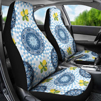Blue Sicilian Majolica Lemon Sun Art Car Seat Cover