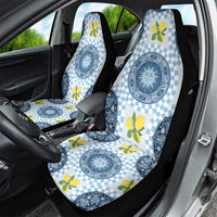 Blue Sicilian Majolica Lemon Sun Art Car Seat Cover