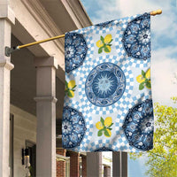 Blue Sicilian Majolica Lemon Sun Art Garden Flag