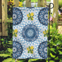 Blue Sicilian Majolica Lemon Sun Art Garden Flag