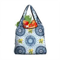 Blue Sicilian Majolica Lemon Sun Art Grocery Bag