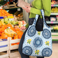 Blue Sicilian Majolica Lemon Sun Art Grocery Bag
