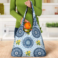 Blue Sicilian Majolica Lemon Sun Art Grocery Bag