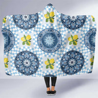 Blue Sicilian Majolica Lemon Sun Art Hooded Blanket