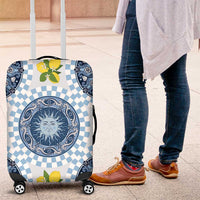 Blue Sicilian Majolica Lemon Sun Art Luggage Cover