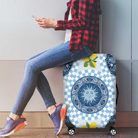 Blue Sicilian Majolica Lemon Sun Art Luggage Cover