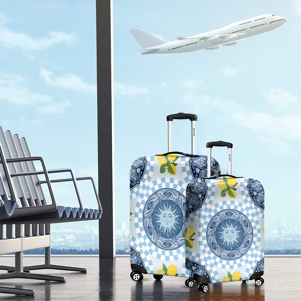 Blue Sicilian Majolica Lemon Sun Art Luggage Cover