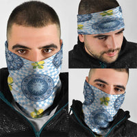 Blue Sicilian Majolica Lemon Sun Art Neck Gaiter