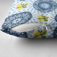Blue Sicilian Majolica Lemon Sun Art Pillow Cover