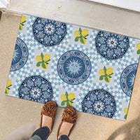 Blue Sicilian Majolica Lemon Sun Art Rubber Doormat