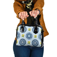 Blue Sicilian Majolica Lemon Sun Art Shoulder Handbag