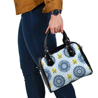 Blue Sicilian Majolica Lemon Sun Art Shoulder Handbag