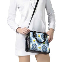 Blue Sicilian Majolica Lemon Sun Art Shoulder Handbag