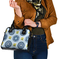 Blue Sicilian Majolica Lemon Sun Art Shoulder Handbag