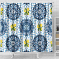 Blue Sicilian Majolica Lemon Sun Art Shower Curtain