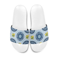 Blue Sicilian Majolica Lemon Sun Art Slide Sandals