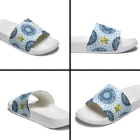 Blue Sicilian Majolica Lemon Sun Art Slide Sandals