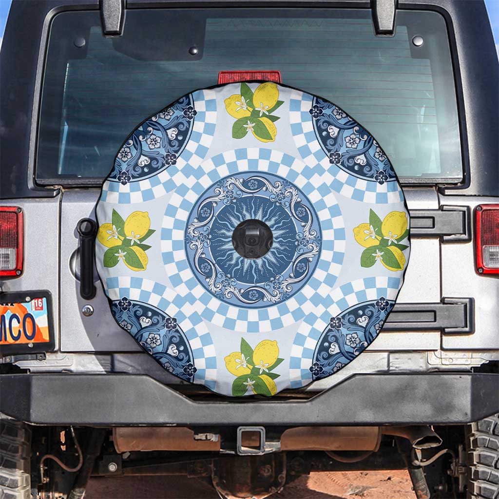 Blue Sicilian Majolica Lemon Sun Art Spare Tire Cover