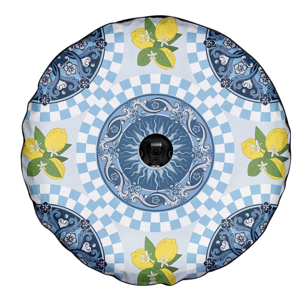 Blue Sicilian Majolica Lemon Sun Art Spare Tire Cover