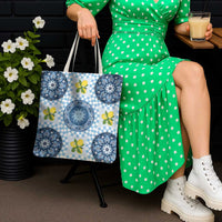 Blue Sicilian Majolica Lemon Sun Art Tote Bag