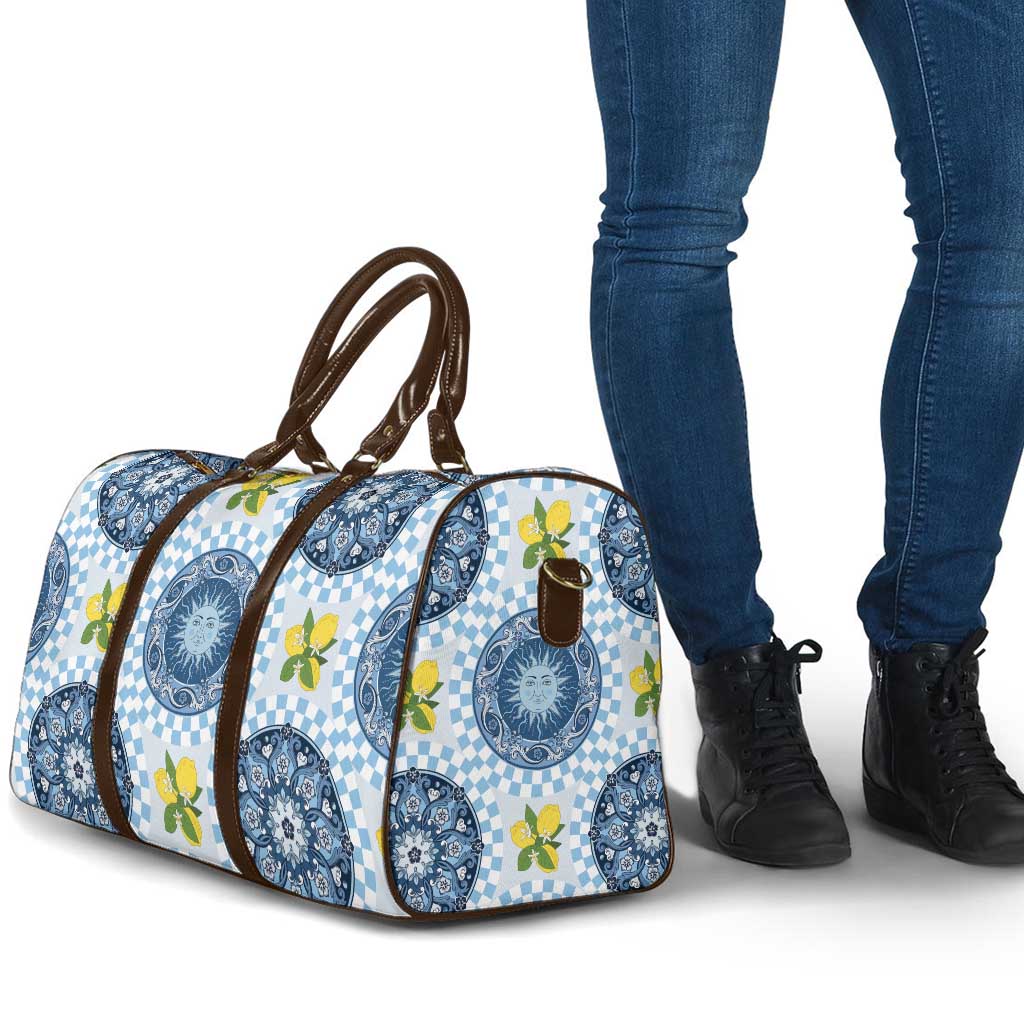 Blue Sicilian Majolica Lemon Sun Art Travel Bag