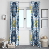 Blue Sicilian Majolica Lemon Sun Art Window Curtain