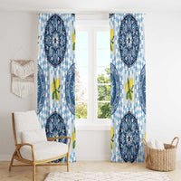 Blue Sicilian Majolica Lemon Sun Art Window Curtain