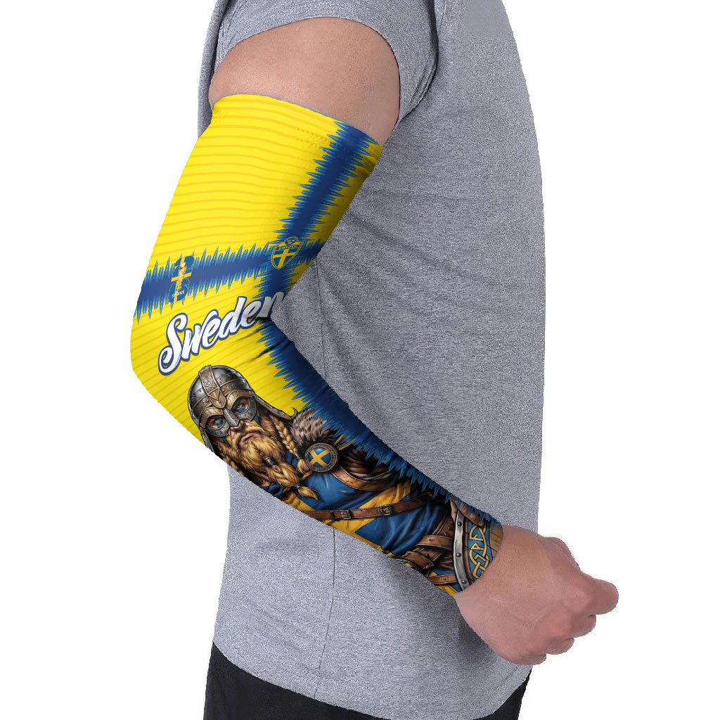 Custom World Football 2026 Sweden Arm Sleeves Go Blagult Viking Glory