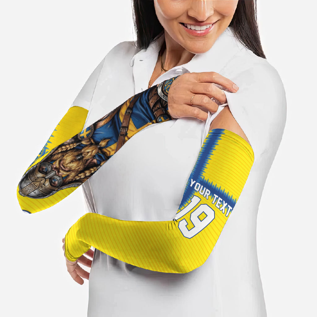 Custom World Football 2026 Sweden Arm Sleeves Go Blagult Viking Glory