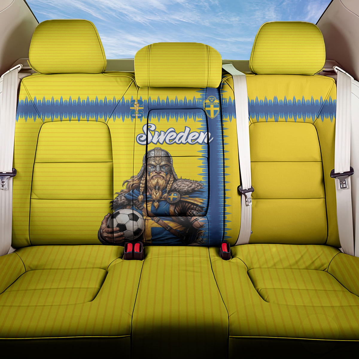 World Football 2026 Sweden Back Car Seat Cover Go Blagult Viking Glory
