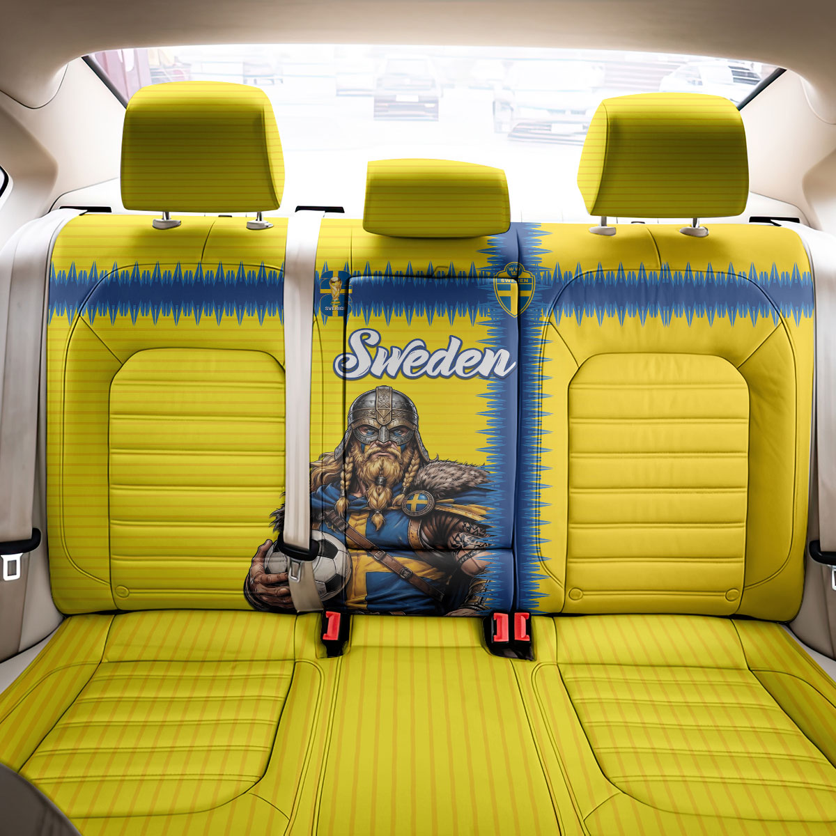 World Football 2026 Sweden Back Car Seat Cover Go Blagult Viking Glory