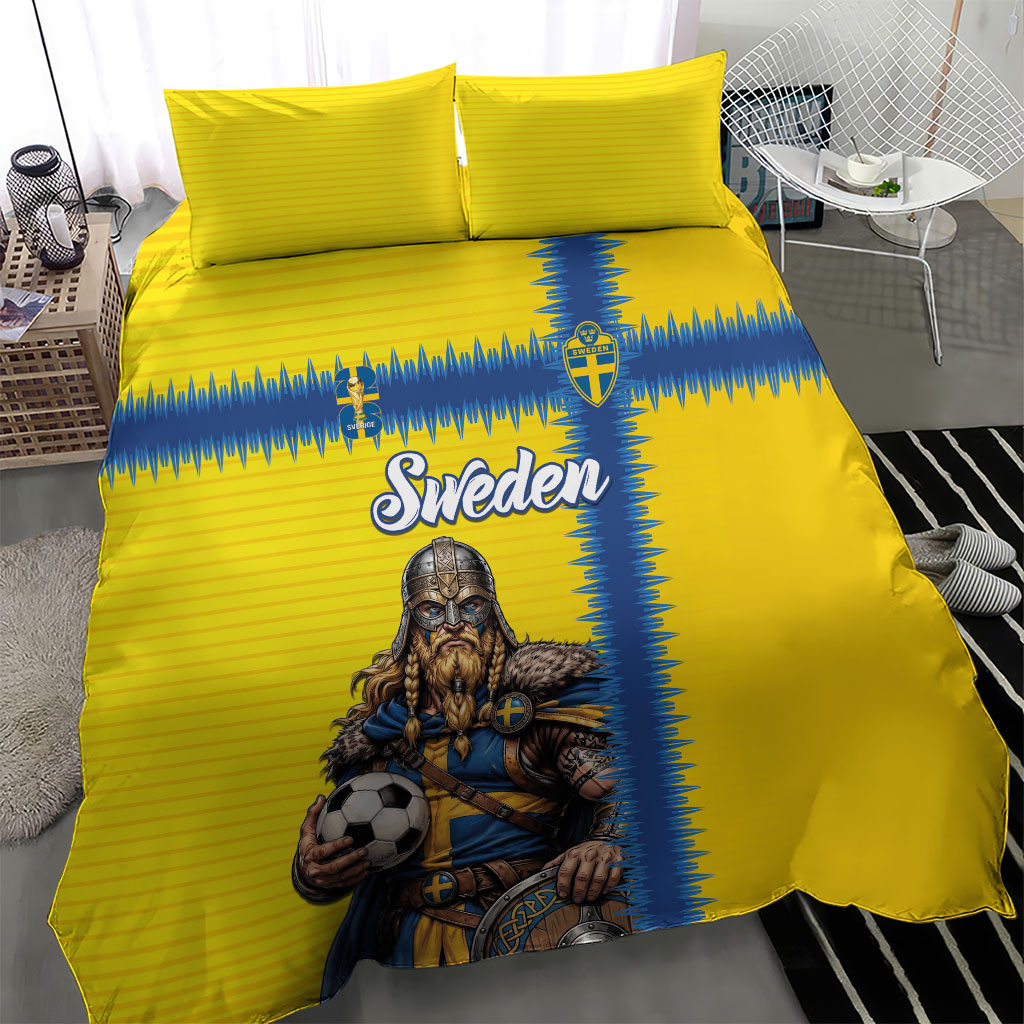 World Football 2026 Sweden Bedding Set Go Blagult Viking Glory