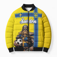 Custom World Football 2026 Sweden Bomber Puffer Jacket Go Blagult Viking Glory