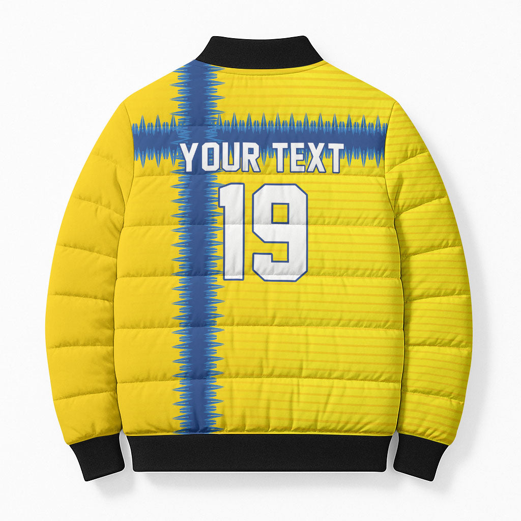 Custom World Football 2026 Sweden Bomber Puffer Jacket Go Blagult Viking Glory
