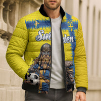 Custom World Football 2026 Sweden Bomber Puffer Jacket Go Blagult Viking Glory