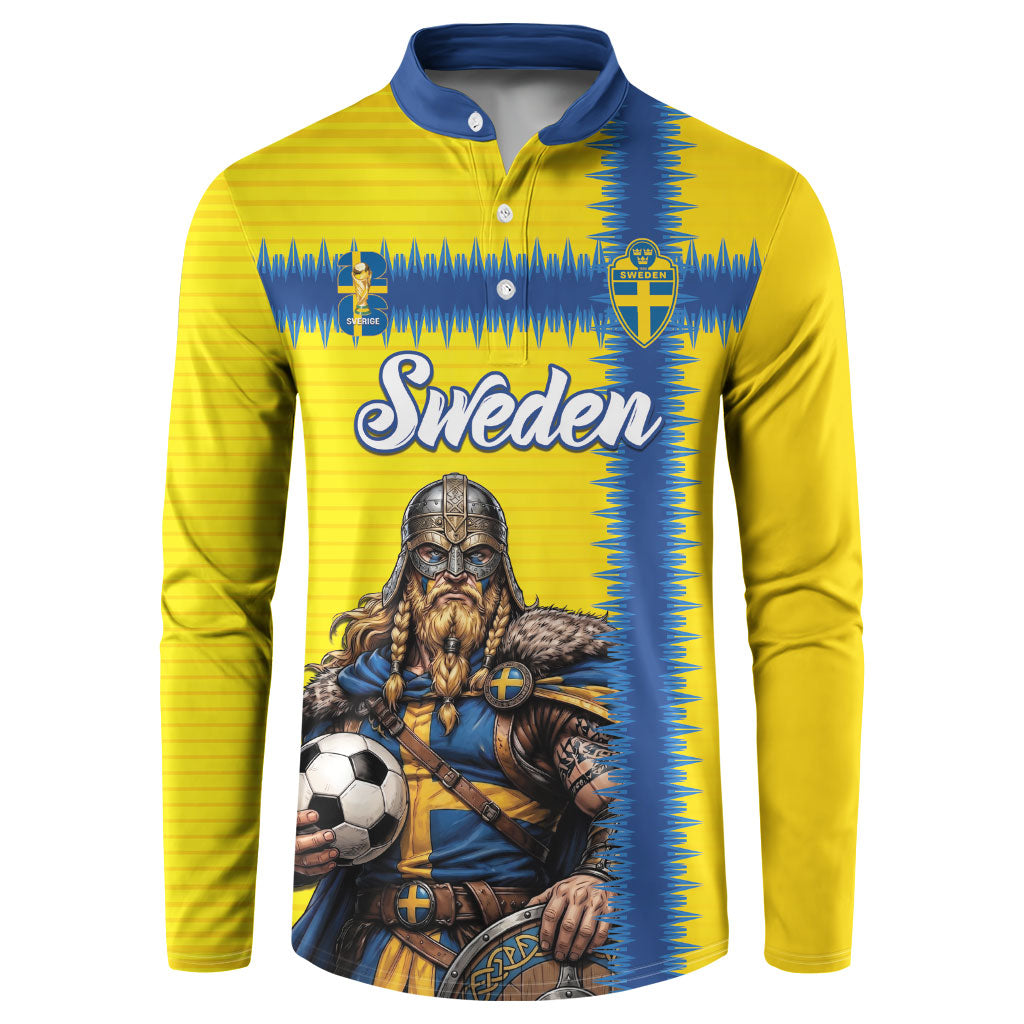 Custom World Football 2026 Sweden Button Sweatshirt Go Blagult Viking Glory