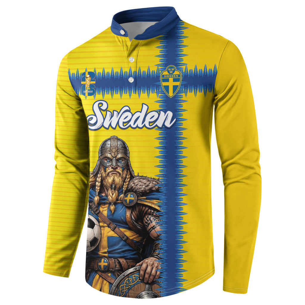 Custom World Football 2026 Sweden Button Sweatshirt Go Blagult Viking Glory