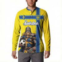 Custom World Football 2026 Sweden Button Sweatshirt Go Blagult Viking Glory